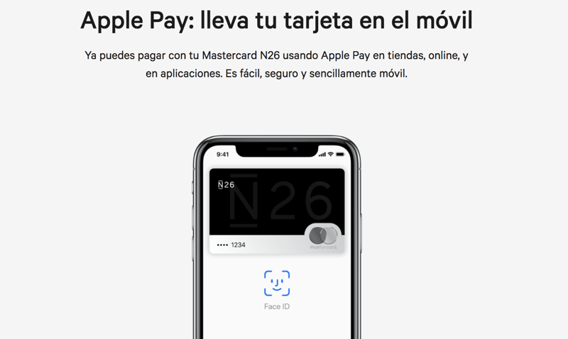 N26 dispone de tarjeta para Apple Pay